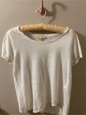Michael Kors White Short Sleeve Linen Top